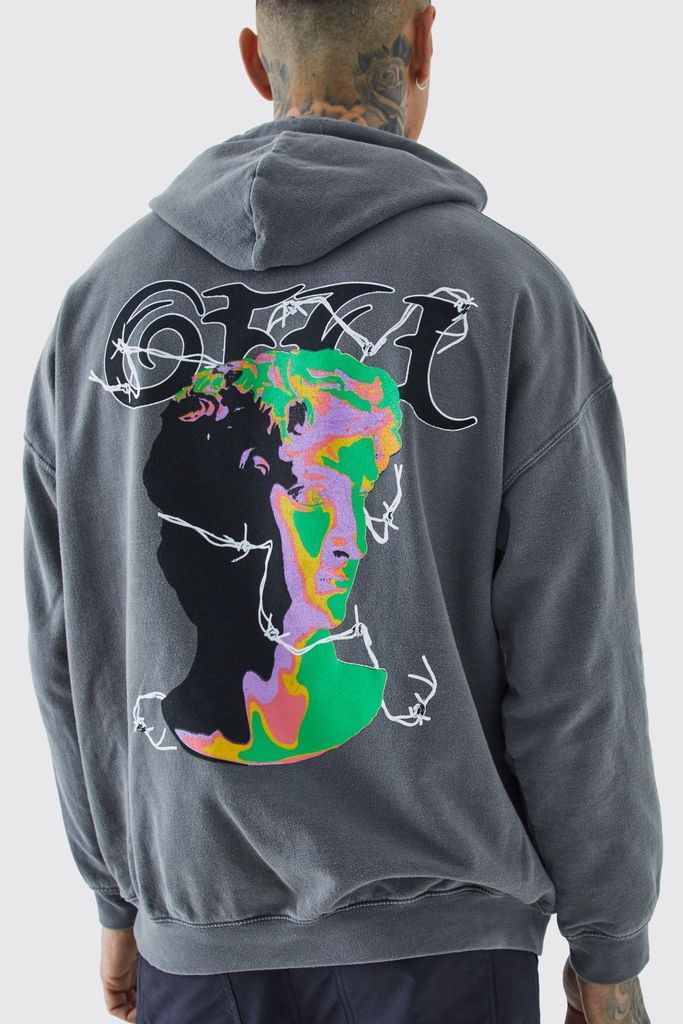 Men's Tall Core Fit Overdye Ofcl Psychadelic Graphic Hoodie - Grey - S, Grey