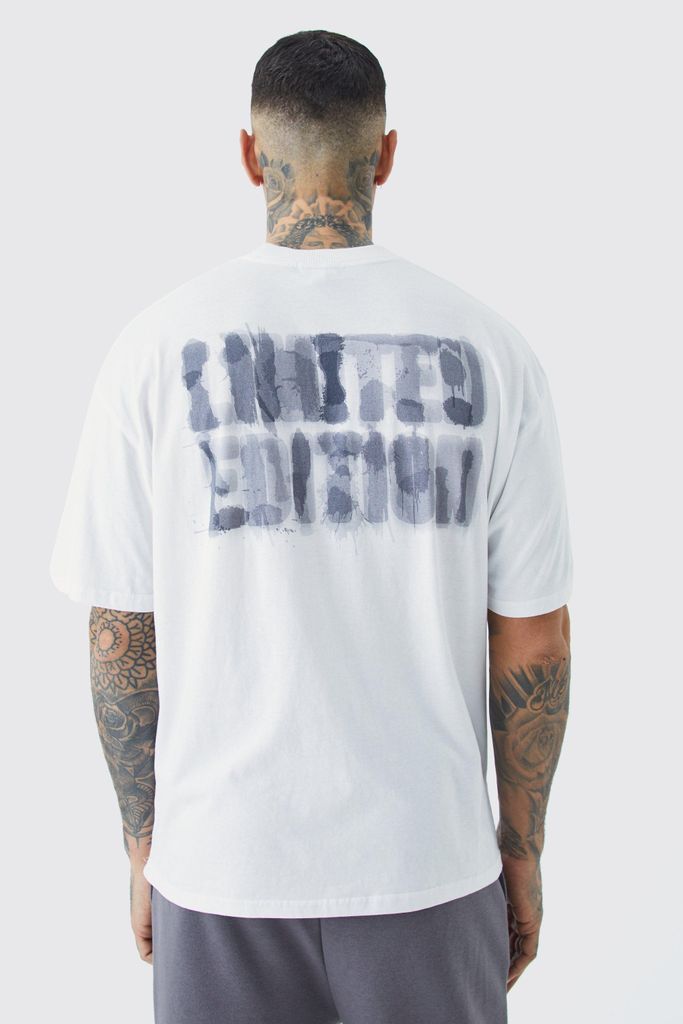 Men's Tall Oversized Limited Edition Blurred Back Print T-Shirt - White - S, White