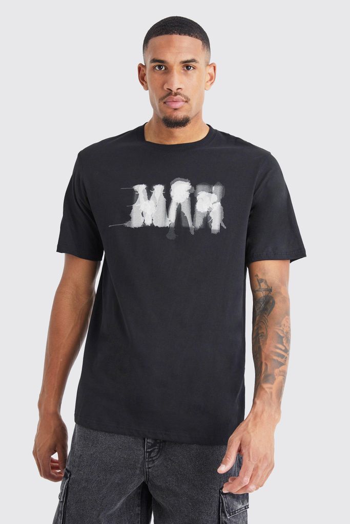 Men's Tall Oversized Man Blurred Chest Print T-Shirt - Black - S, Black