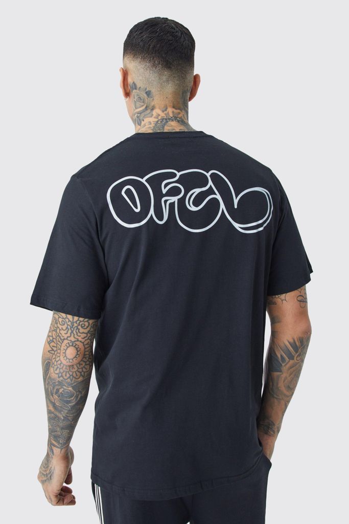 Men's Tall Oversized Ofcl Doodle Back Print T-Shirt - Black - S, Black