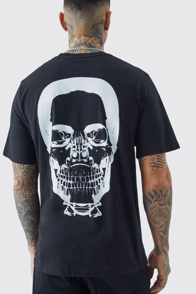 Men's Tall Oversized Skull Heat Map Back Print T-Shirt - Black - S, Black