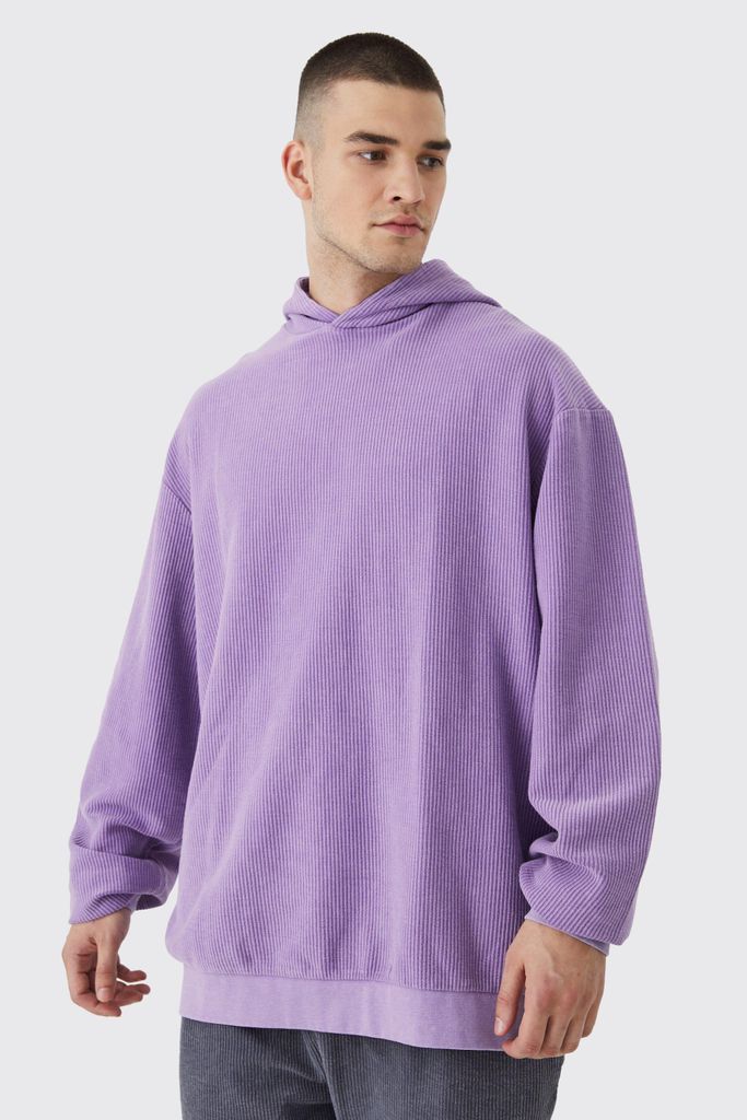 Men's Tall Oversized Washed Cord Hoodie - Purple - S, Purple
