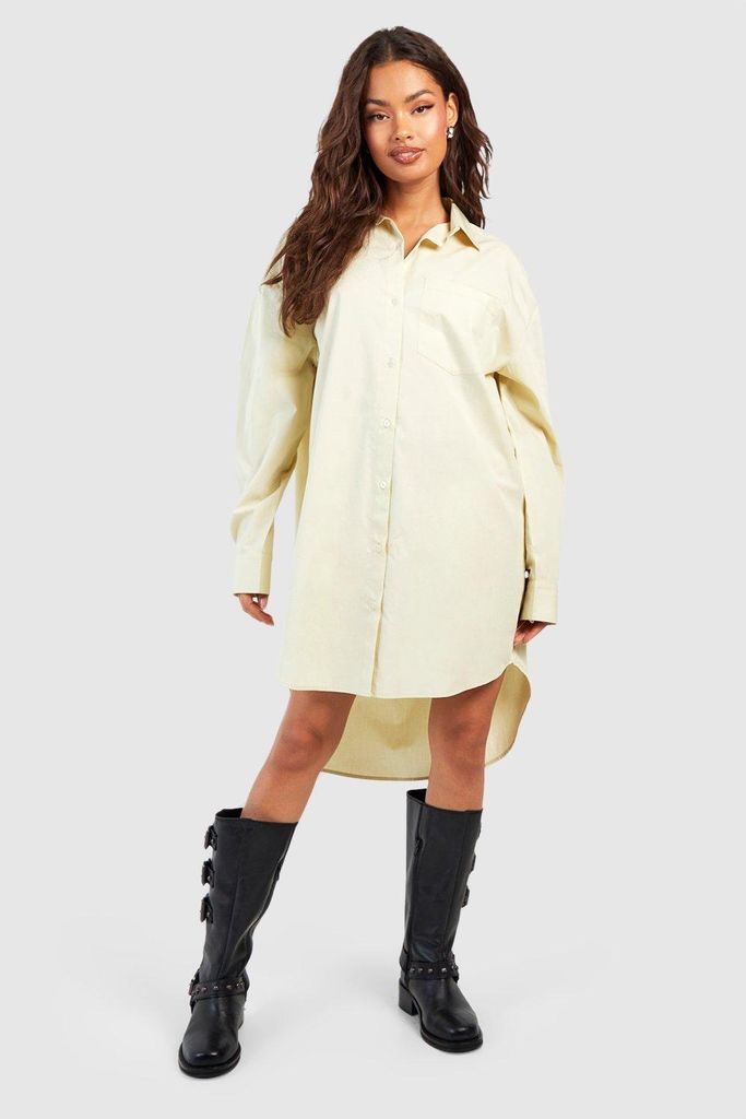 Womens Cotton Poplin Ultimate Oversized Shirt Dress - Beige - 8, Beige