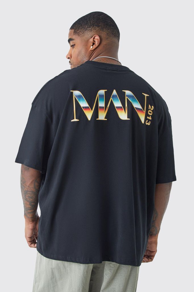 Men's Plus Oversized Man Back Print T-Shirt - Black - Xxxl, Black