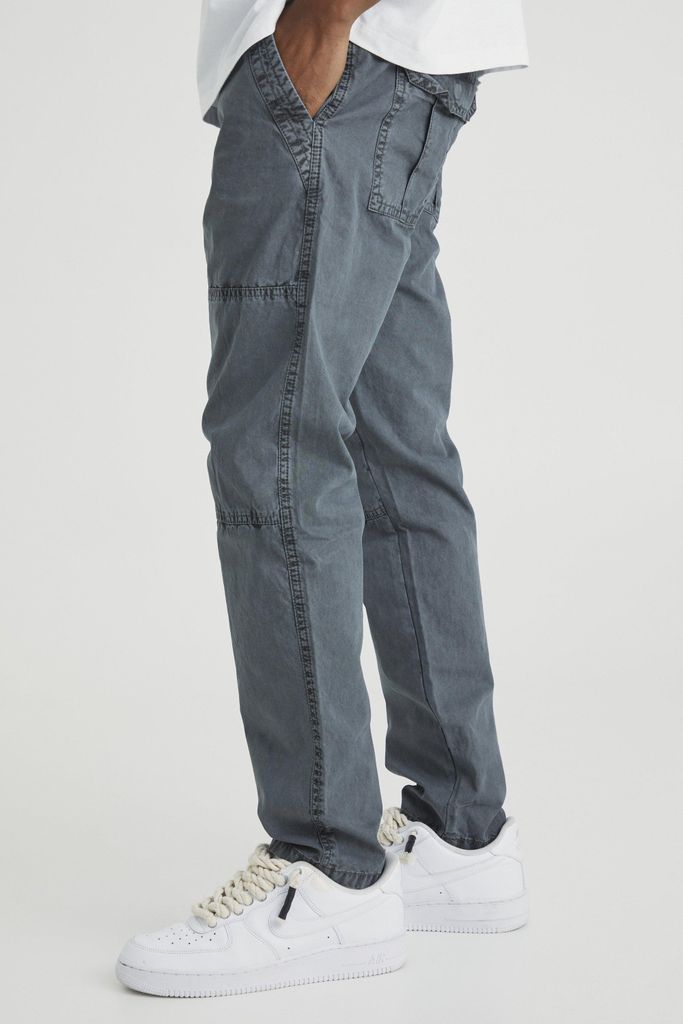 Men's Slim Fit Overdye Acid Wash Trouser - Grey - 28, Grey