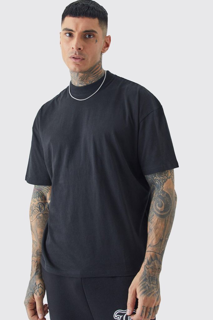 Men's Tall Oversized Fit Extended Neck T-Shirt - Black - S, Black