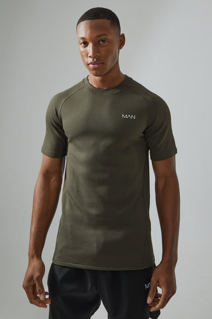 Men's Man Active Muscle Fit Textured T-Shirt - Green - S, Green
