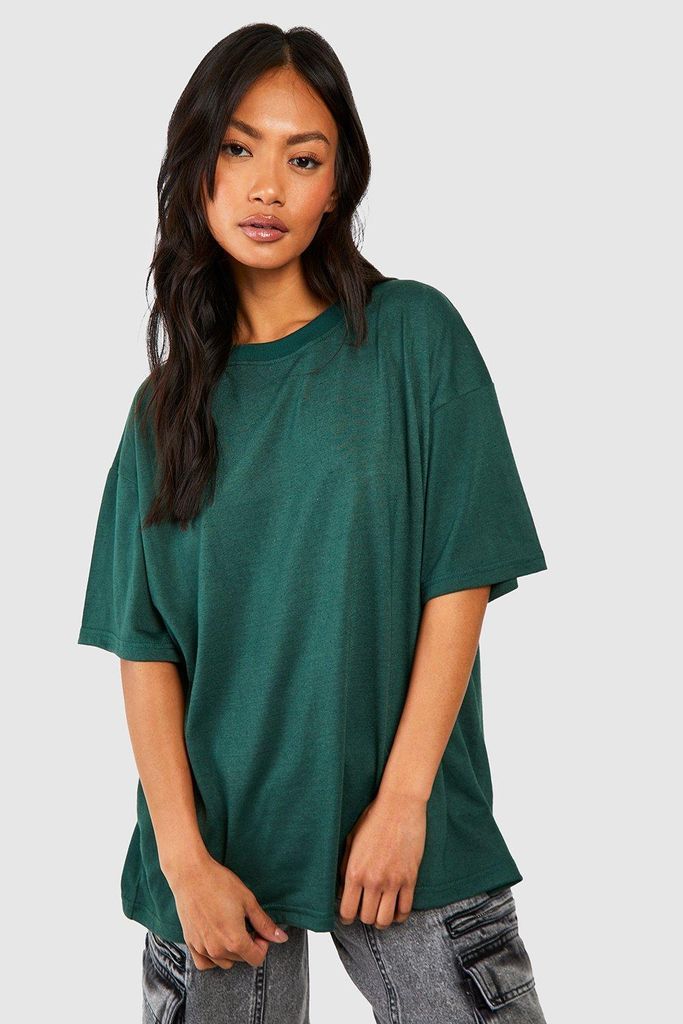 Womens Basic Cotton Oversized T-Shirt - Green - 6, Green