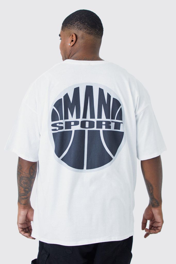 Men's Plus Man Sport Back Print T-Shirt - White - Xxxl, White