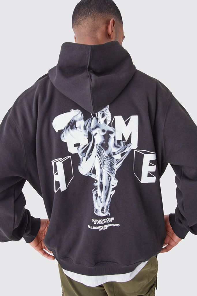 Men's Tall Oversized Homme Statue Graphic Hoodie - Black - S, Black