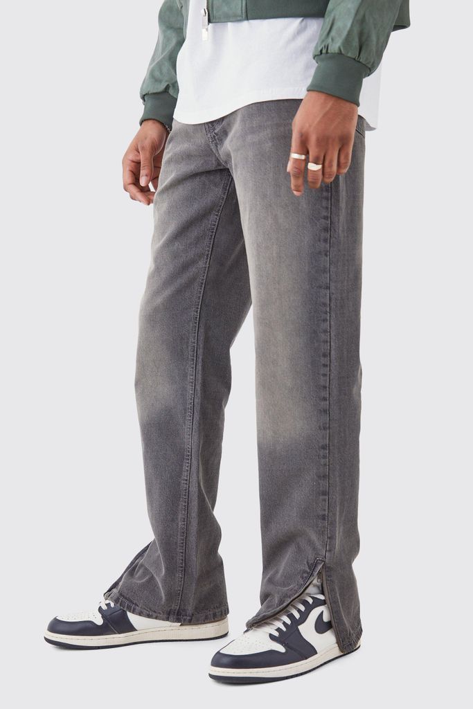 Men's Tall Relaxed Rigid Zip Hem Jeans - Grey - 30, Grey