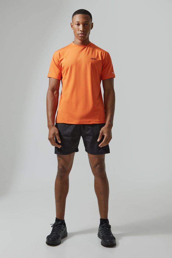 Men's Man Active Performance Tshirt And Short Set - Orange - S, Orange