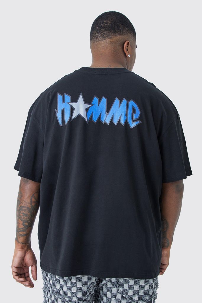 Men's Plus Homme Back Print T-Shirt - Black - Xxxl, Black