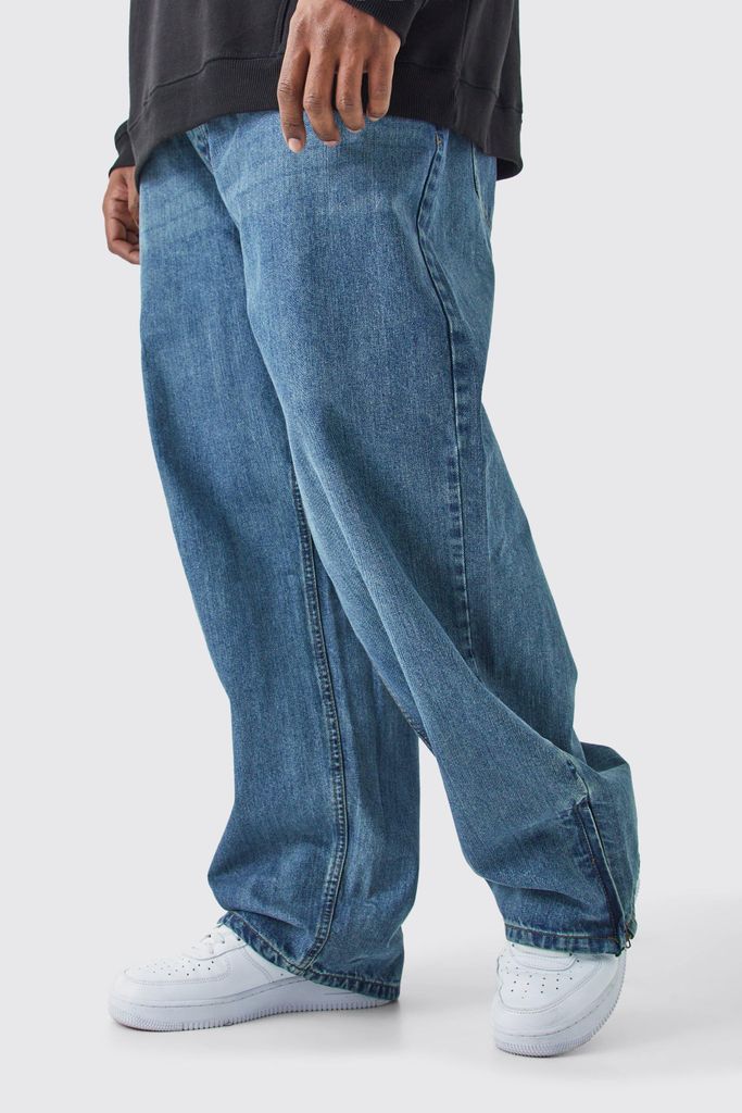 Men's Plus Relaxed Rigid Zip Hem Jeans - Blue - 38, Blue