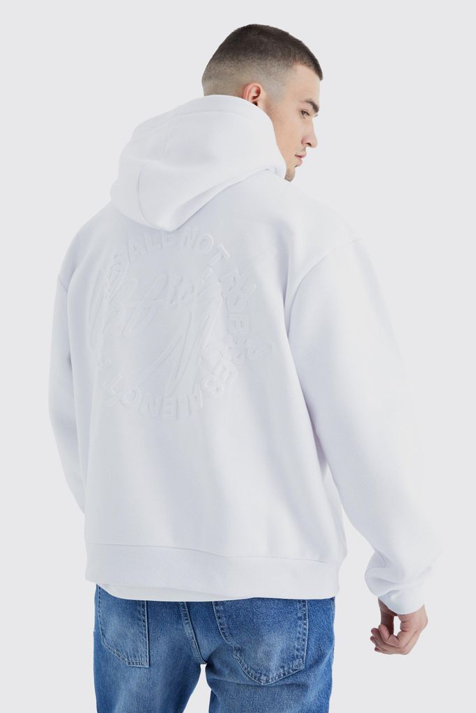 Men's Tall Official Man Oversized Boxy Embossed Hoodie - White - S, White