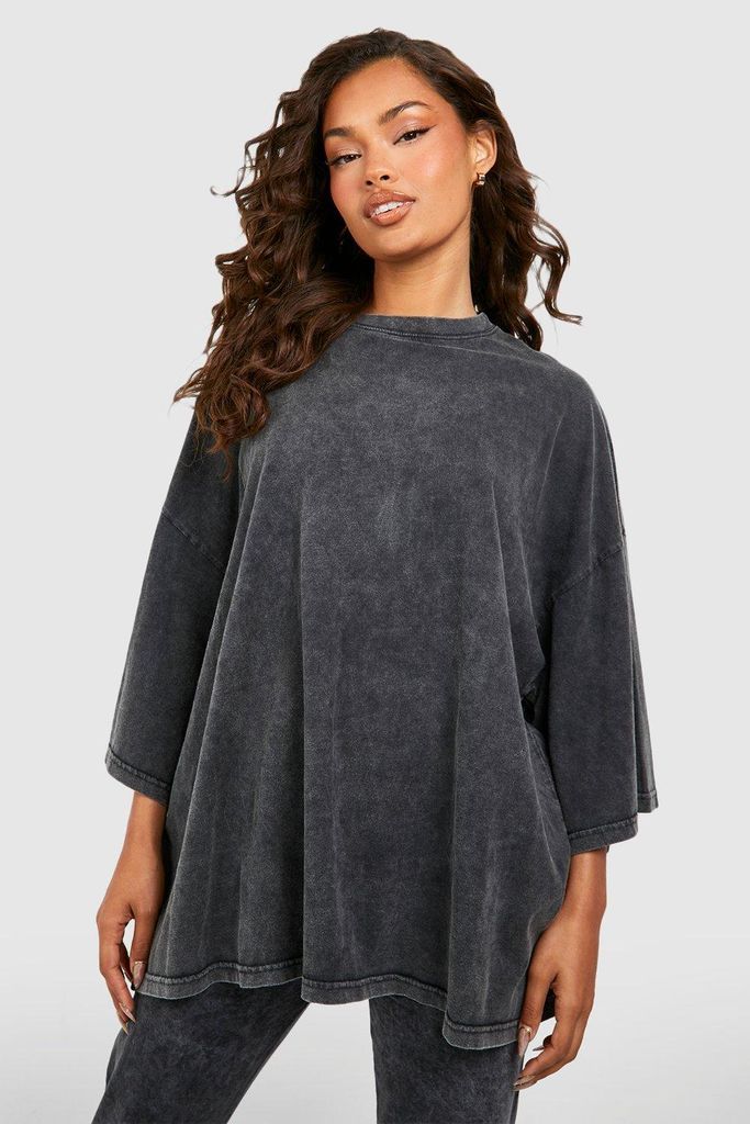 Womens Acid Wash Oversized T-Shirt - Grey - S, Grey