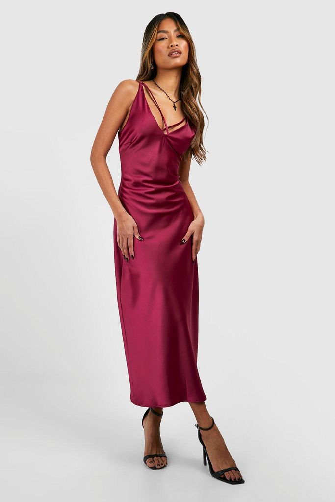 Womens Premium Satin Slip Dress - Purple - 6, Purple