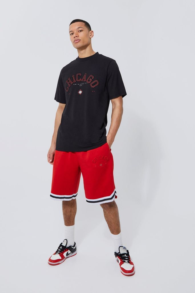 Men's Tall Chicago Embossed Sports Tape T-Shirt Set - Black - S, Black