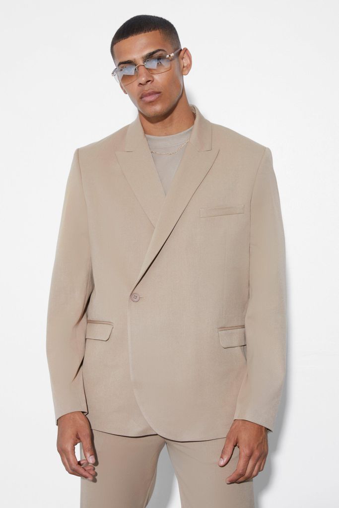 Men's Relaxed Fit Wrap Suit Jacket - Beige - 34, Beige