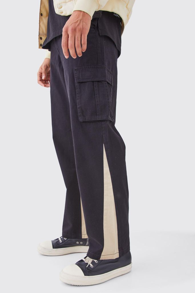 Men's Fixed Waist Gusset Cargo Trousers - Black - S, Black