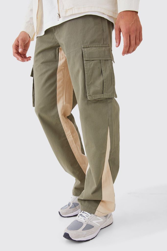 Men's Fixed Waist Gusset Cargo Trousers - Green - S, Green
