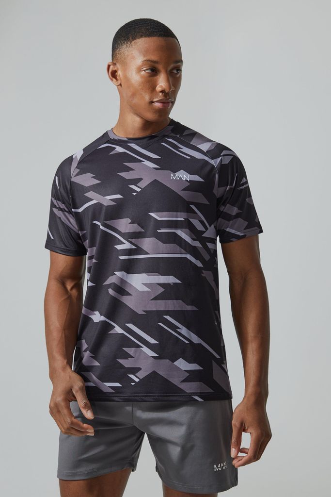 Men's Man Active Geometric T-Shirt - Black - S, Black