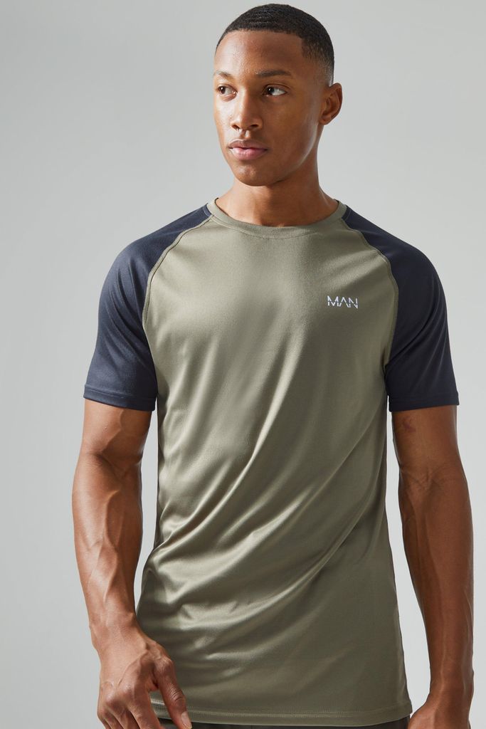 Men's Man Active Gym Raglan T-Shirt - Green - S, Green