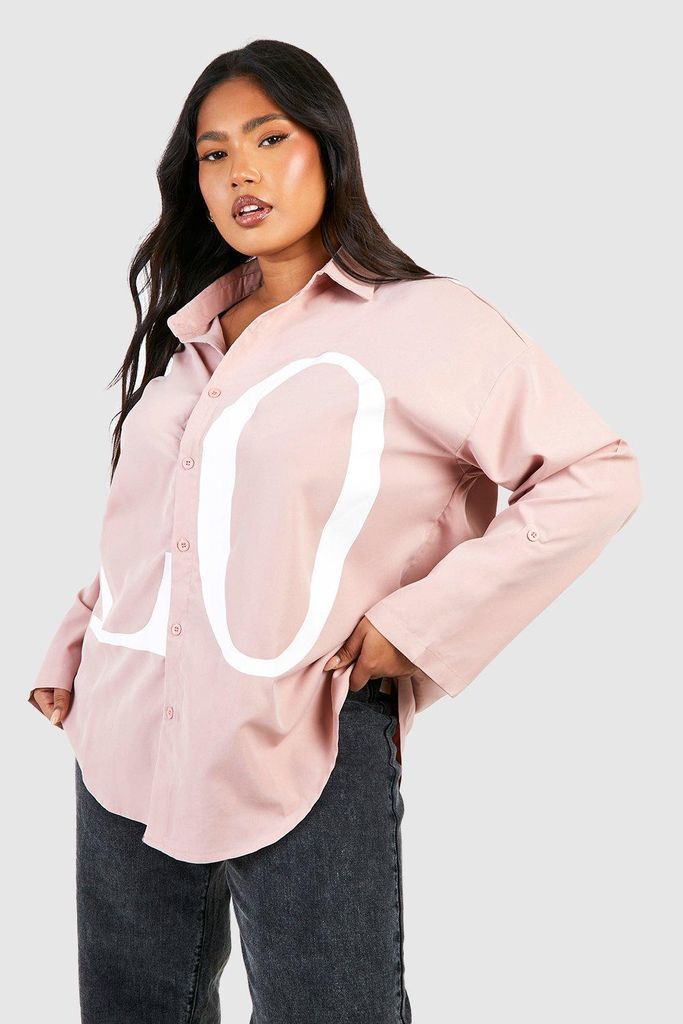 Womens Plus Oversized Love Slogan Shirt - Pink - 16, Pink