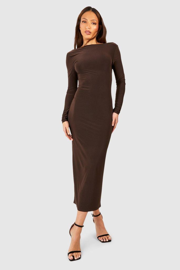 Womens Tall O Ring Detail Open Back Midaxi Dress - Brown - 6, Brown