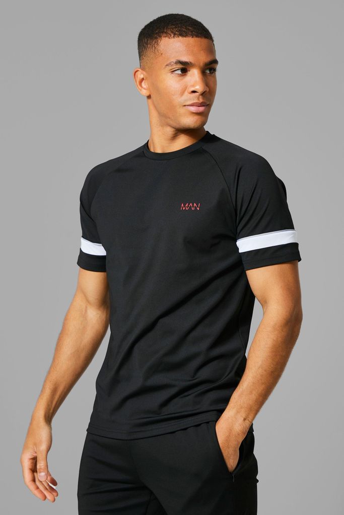 Men's Man Active Sleeve Panel Training T-Shirt - Black - S, Black