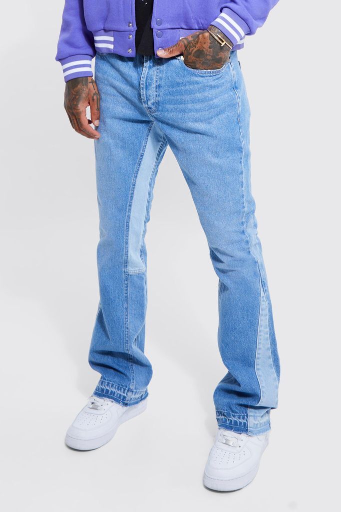 Men's Slim Flare Panel Jeans - Blue - 32R, Blue