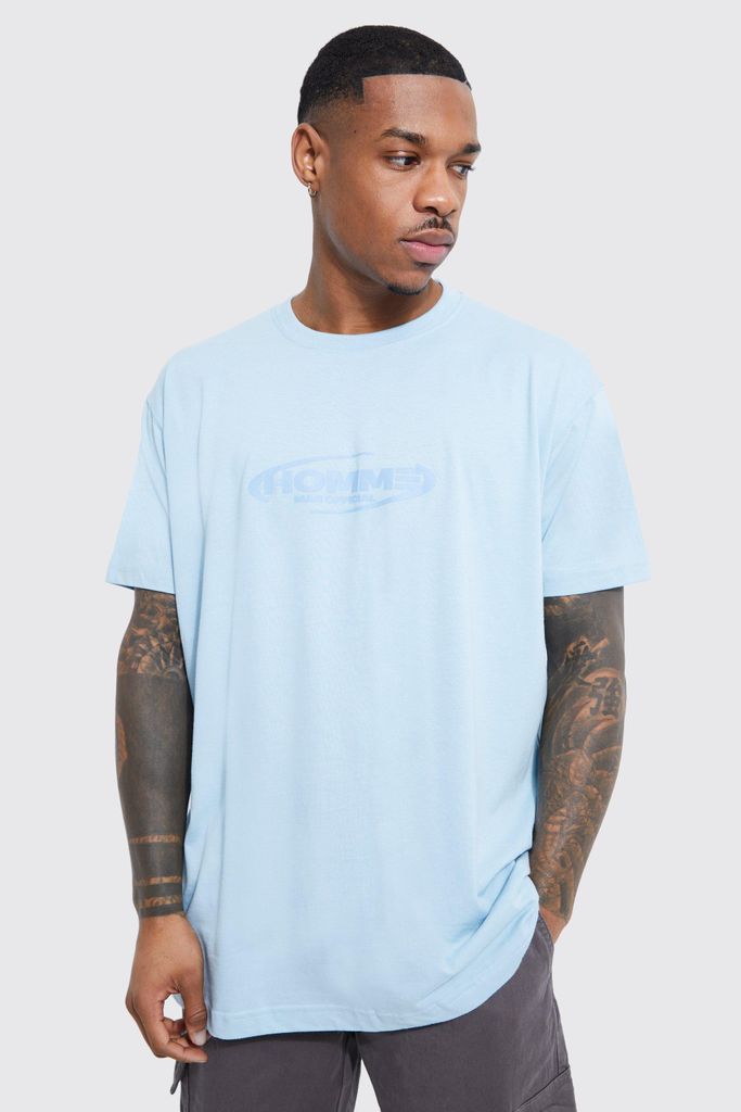 Men's Loose Homme Graphic T-Shirt - Blue - S, Blue