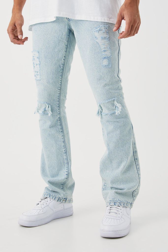 Men's Slim Flare Rip And Repair Jeans - Blue - 28R, Blue