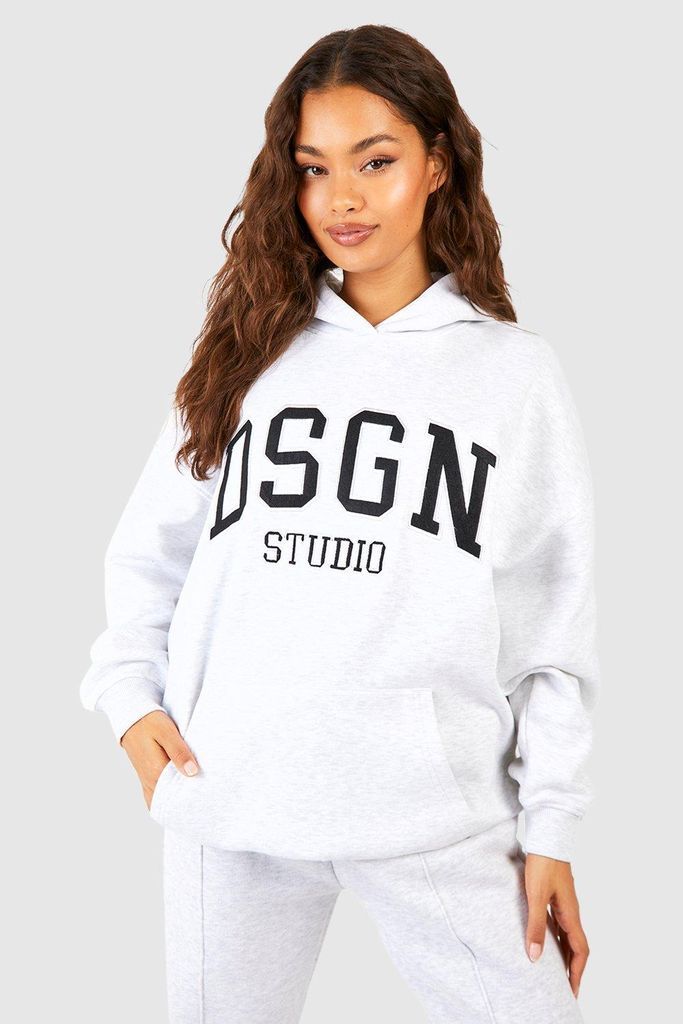Womens Dsgn Studio Applique Oversized Hoodie - Grey - L, Grey