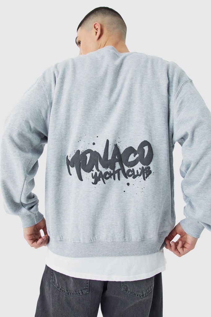 Men's Oversized Monaco Graphic Sweatshirt - Grey - S, Grey