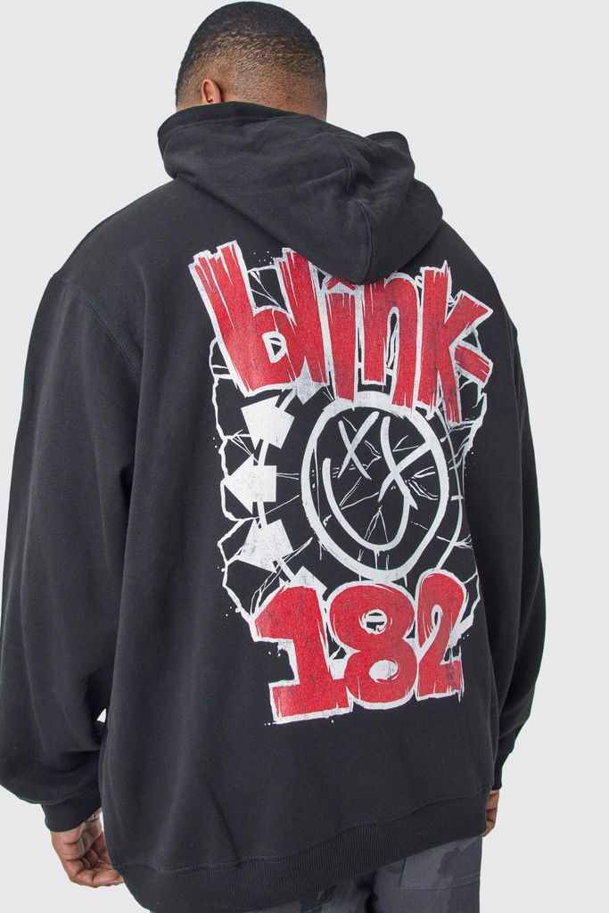 Men's Plus Oversized Blink 182 License Hoodie - Black - Xxxl, Black