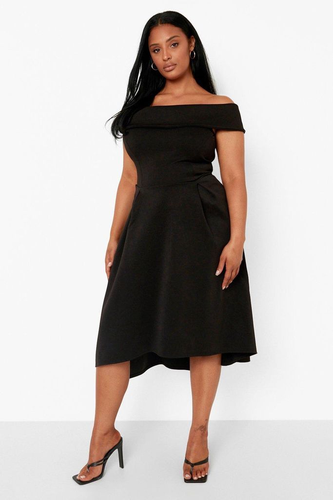 Womens Plus Double Layer Midi Dress - Black - 28, Black