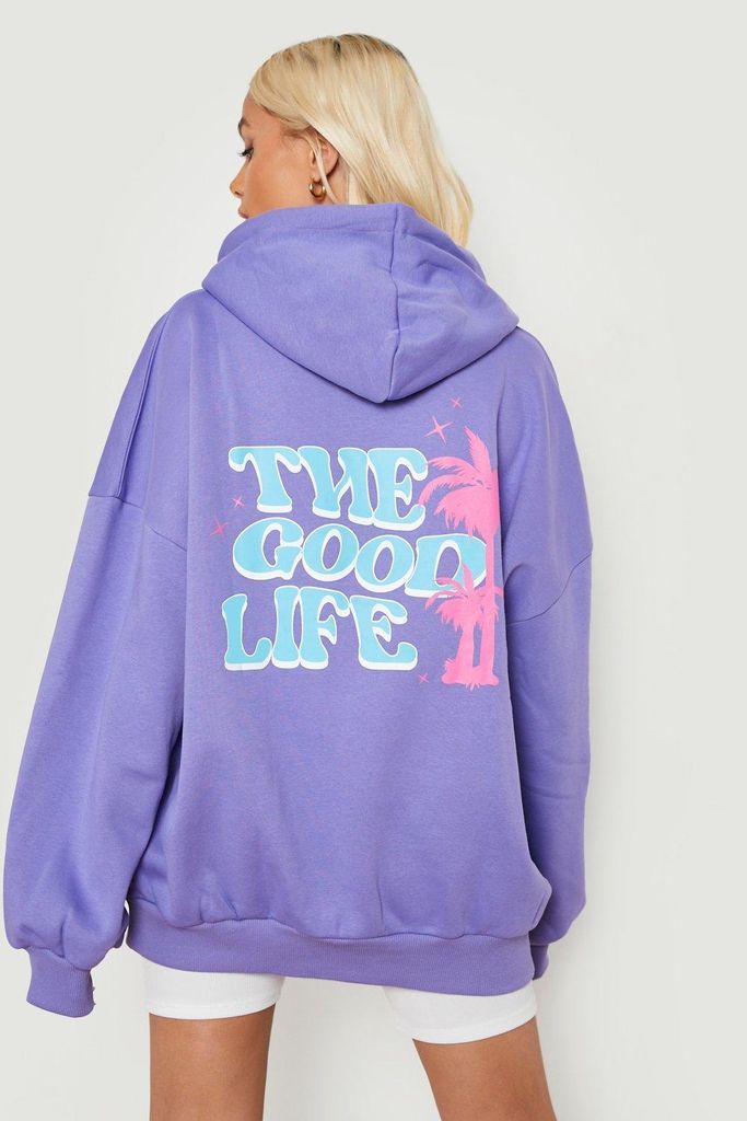 Womens The Good Life Oversized Hoodie - Purple - L, Purple