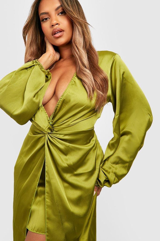 Womens Plus Twist Front Maxi Dress - Green - 18, Green