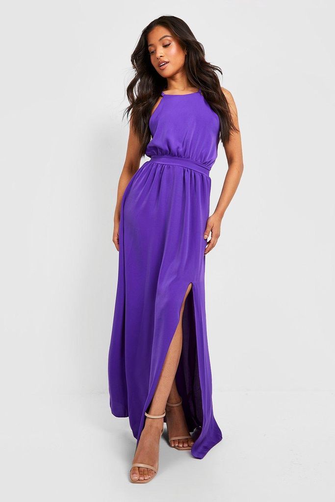 Womens Petite Occasion Strappy Open Back Maxi Dress - Purple - 8, Purple