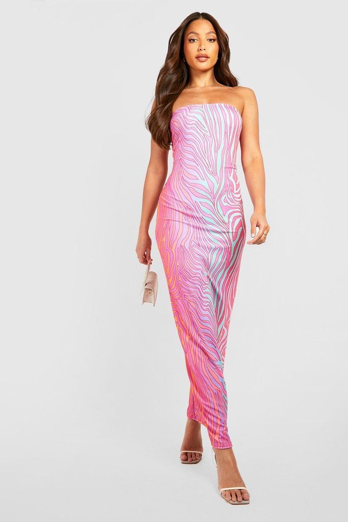 Womens Tall Ombre Zebra Midaxi Bandeau Dress - Pink - 8, Pink