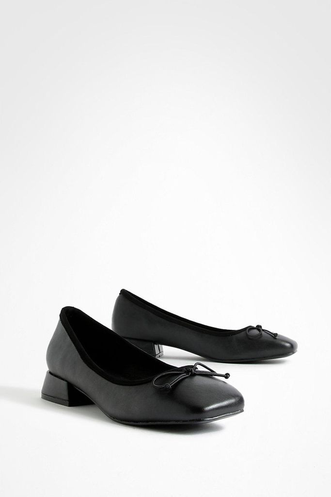 Womens Square Toe Ankle Strap Heeled Ballet Flats - Black - 5, Black