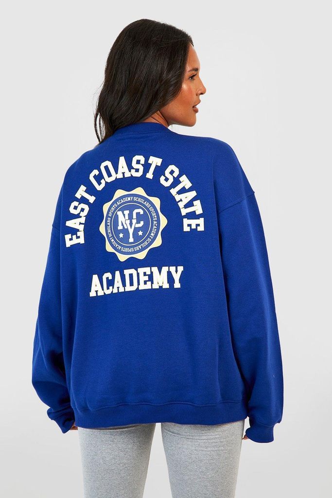 Womens Plus East Coast Slogan Sweatshirt - Blue - 16, Blue