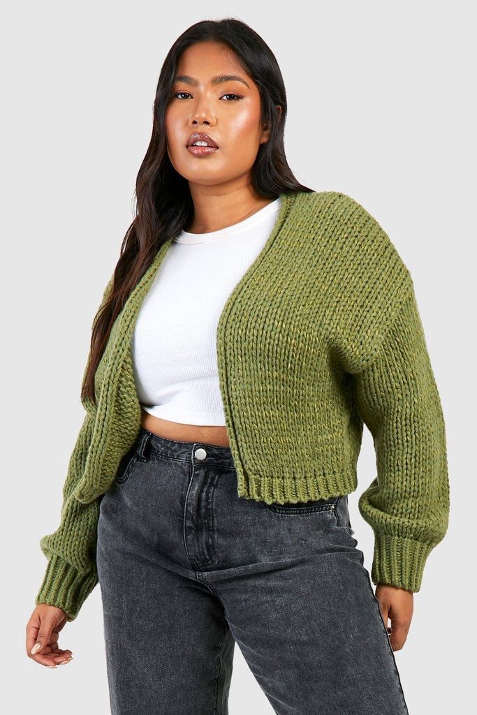 Womens Plus Premium Chunky Knit Cardigan - Green - 24, Green