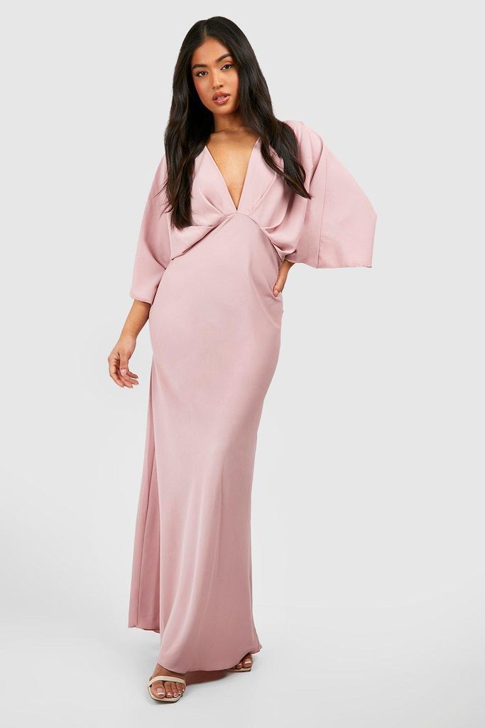 Womens Petite Bias Cut Angel Sleeve Maxi Dress - Pink - 10, Pink