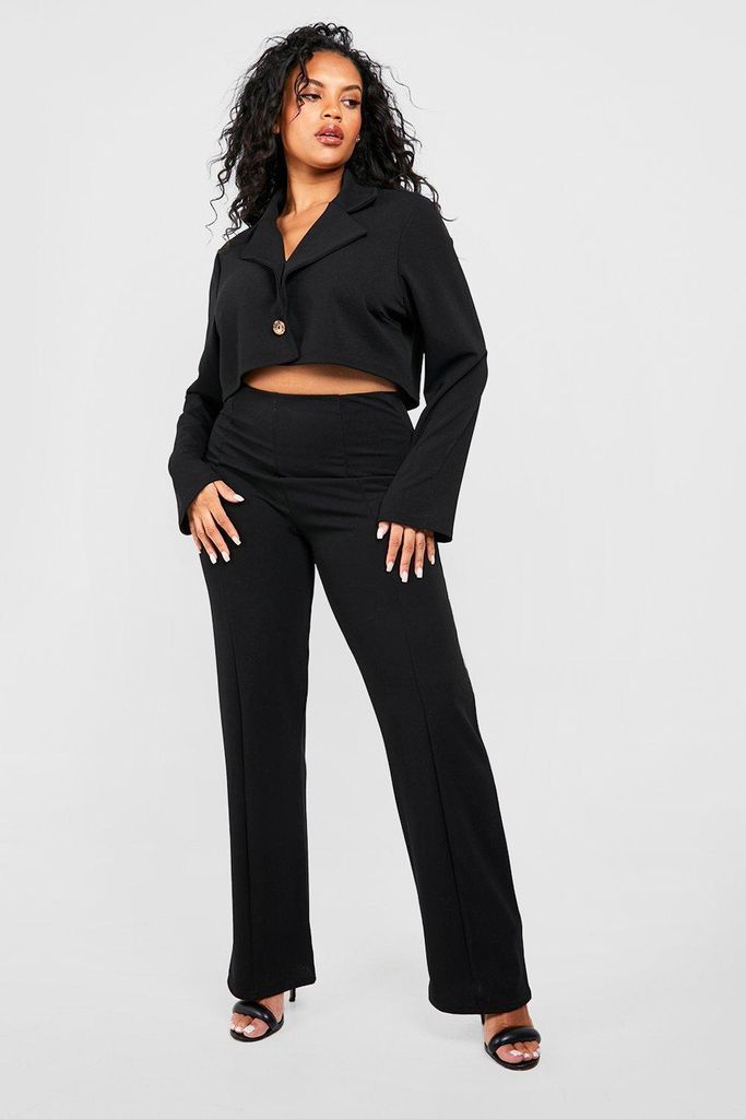 Womens Plus Crepe Tailored Trousers - Black - 28, Black