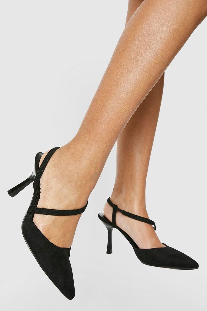 Womens Asymmetric Strap Detail Court Shoes - Black - 3, Black