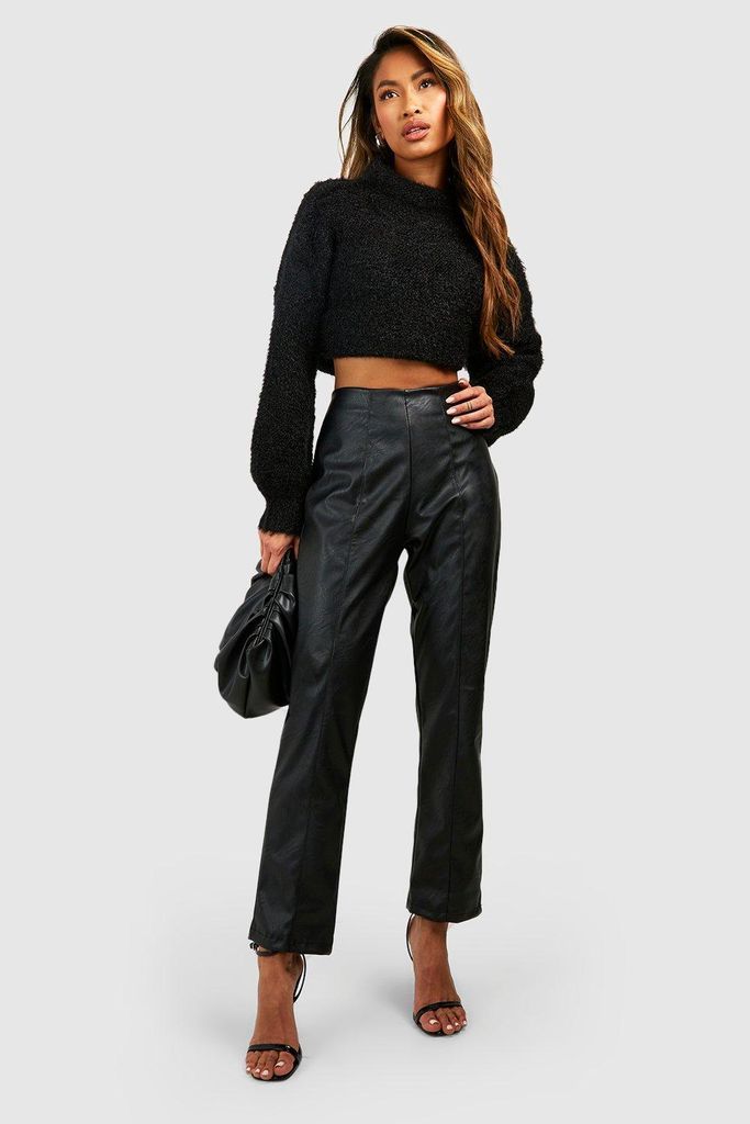 Womens Leather Look Skinny Trouser - Black - 8, Black
