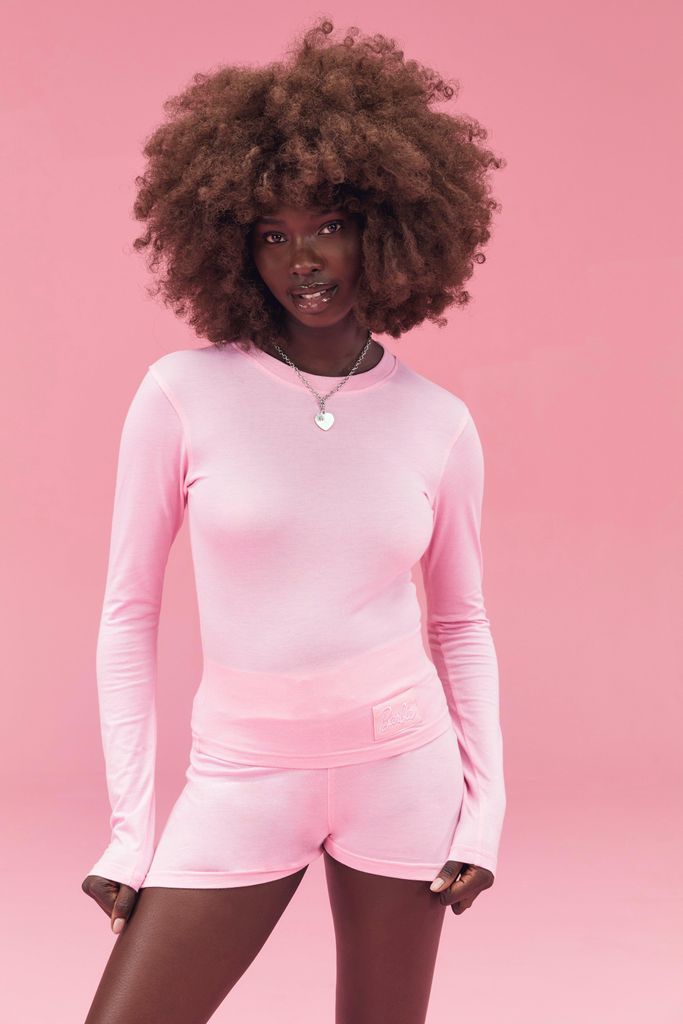 Womens Barbie Label Detail Long Sleeve Top - Pink - 28, Pink