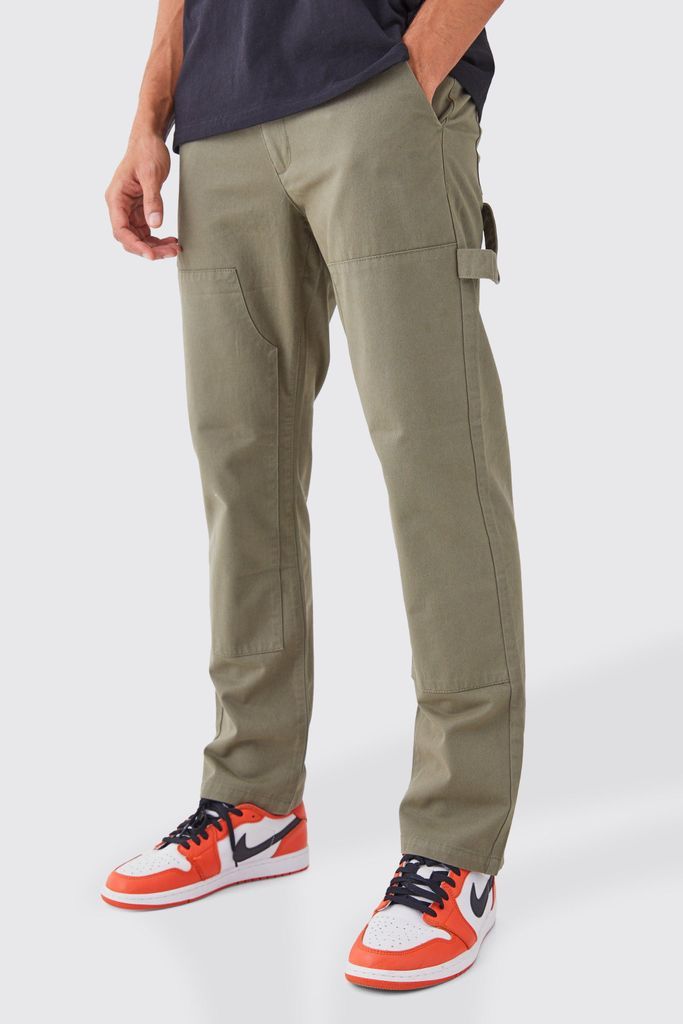 Men's Fixed Waist Carpenter Trousers - Green - S, Green